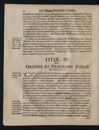 Titul. IV. De Origine Et Progressv Jvdicii Cameralis.