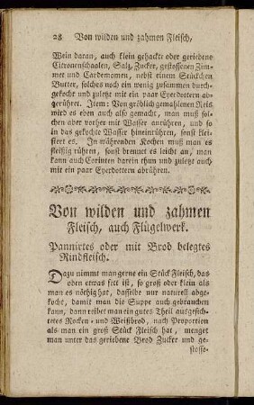 Von wilden und zahmen Fleisch, auch Flügelwerk.