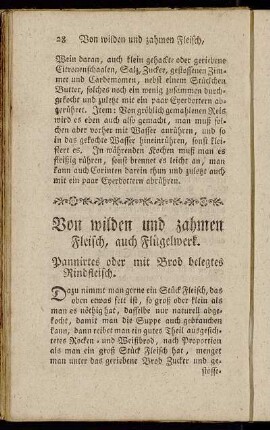Von wilden und zahmen Fleisch, auch Flügelwerk.