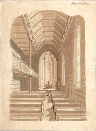 Dolmetsch, Heinrich; Kornwestheim; Ev. Pfarrkirche, Restaurierung - Innenraum (Perspektive)