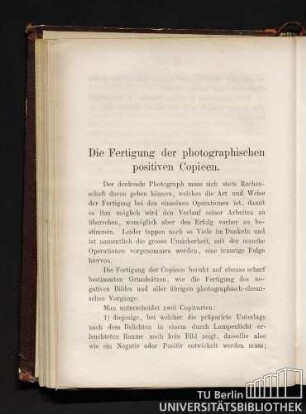 Die Fertigung der photographischen positiven Copieen