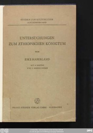 Untersuchungen zum äthiopischen Königtum