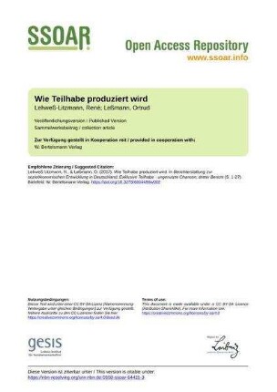 Wie Teilhabe produziert wird