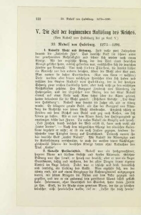 V. Die Zeit der beginnenden Auflösung des Reiches (Von Rudolf von Habsburg bis zu Karl V.)