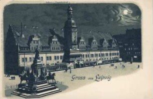 Gruss aus Leipzig: Rathaus u. Siegesdenkmal