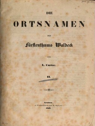 Die Ortsnamen des Fürstenthums Waldeck, 2