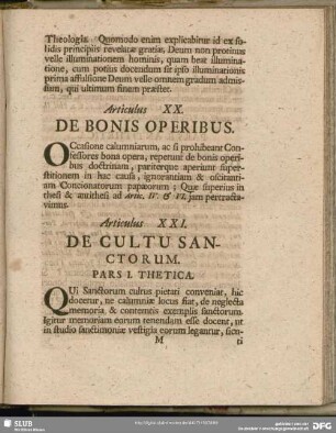 Articulus XXI. De Cultu Sanctorum