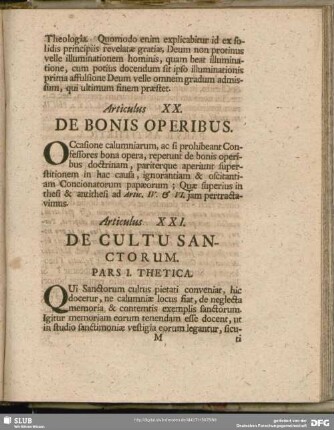 Articulus XXI. De Cultu Sanctorum