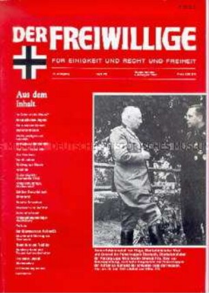 Neonazistische Monatszeitschrift "Der Freiwillige" u.a. über Kriegseinsätze der Waffen-SS und zur Frage der Kriegsschuld