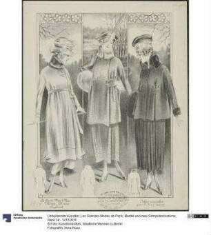 Les Grandes Modes de Paris: Mantel und zwei Schneiderkostüme