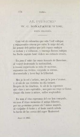 176, Al princep W. C. Bonaparte Wyse.