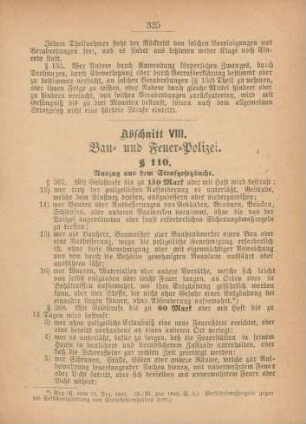 Abschnitt VIII. Bau- und Feuer-Polizei
