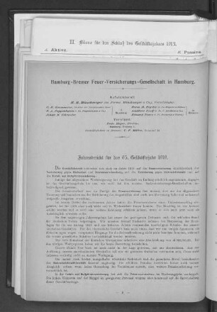 Jahresbericht für das 65. Geschäftsjahr 1919.