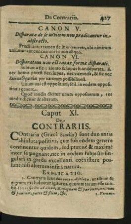 Caput XI. De Contrariis.