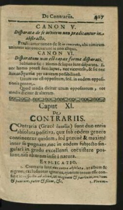 Caput XI. De Contrariis.