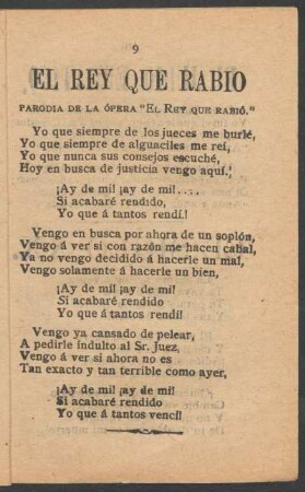 El Rey que Rabió. : Parodía de la ópera "El Rey que Rabió."