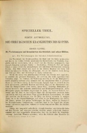 Hueter-Lossen's Grundriss der Chirurgie, 2,1. Specieller Teil ; 1, Die chirurgischen Krankheiten des Kopfes