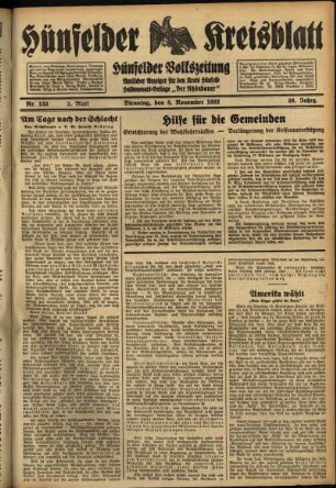 Zweite Ausgabe vom Dienstag, den 08. November 1932.