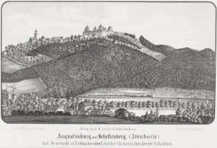 Augustusburg mit Schellenberg (Abendseite) und Neustadt zu Erdmannsdorf, mit der Chemnitz-Annaberger Bahnlinie
