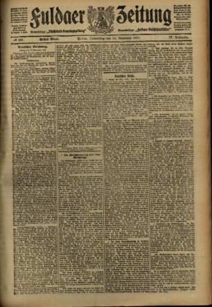 Erste Ausgabe vom Donnerstag, den 24. November 1910.