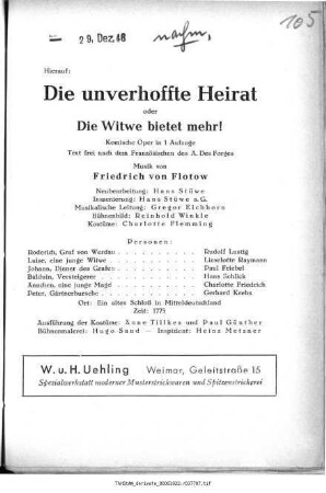 Die unverhoffte Heirat oder Die Witwe bietet mehr!