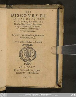 Les Discovrs De L'Estat De Paix Et De Gverre
