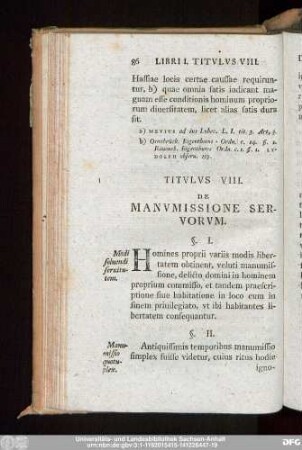Titulus VIII. De Manumissione Servorum.