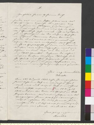 Brief von Levetzow, Ulrike von; Levetzow, Amalie von; Levetzow, Bertha von an Goethe, Johann Wolfgang von