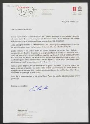 Brief an Giorgio Napolitano, 11.10.2012