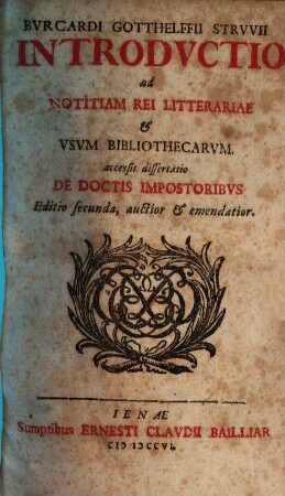 Introductio ad notitiam rei litterariae et usum bibliothecarum