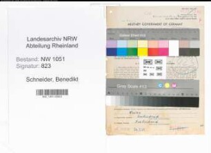 Entnazifizierung Benedikt Schneider , geb. 11.06.1897 (Verwaltungsbeamter)