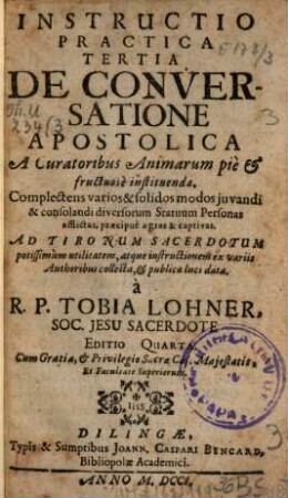 Instructio Practica ..., 3. De Conversatione Apostolica A Curatoribus Animarum piè et fructuosè instituenda