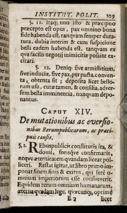 Caput XIV. De mutationibus ac eversionibus Rerumpublicarum, ac praecipuis causis