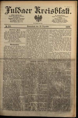 Erste Ausgabe vom Samstag, den 23. Dezember 1899.