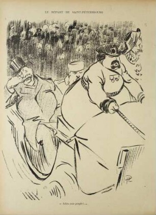 Félix Ier chez Nicolas II. Croquis humoristiques du Voyage du Président de la République