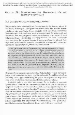 Sprachdaten als Grundlage für die Sprachwissenschaft