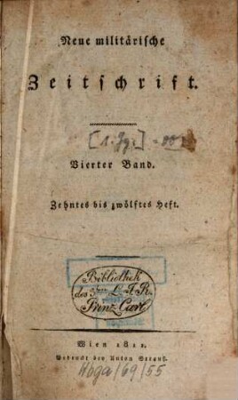 Neue militärische Zeitschrift, 1. 1811, Bd. 4