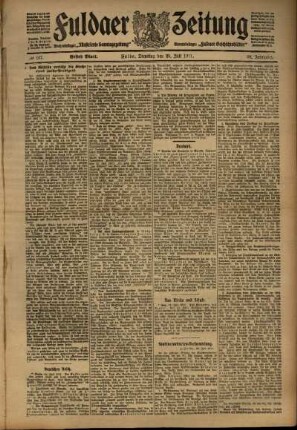 Erste Ausgabe vom Dienstag, den 25. Juli 1911.