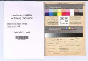 Entnazifizierung Hans Bohndorf , geb. 07.09.1911 (Bankangestellter)