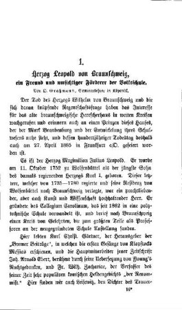 Herzog Leopold von Braunschweig, ein Freund und umsichtiger Förderer der Volksschule