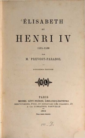 Élisabeth et Henri IV. 1595 - 1598