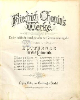 Friedrich Chopin's Werke. 4, Notturnos für das Pianoforte