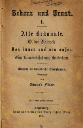 Scherz und Ernst : Kleinere niederländische Erzählungen
