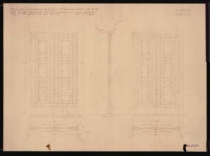 Schloss Posen, Posen Umbau: Ansichten, Grundrisse und Schnitt Türen 1.OG 1:10