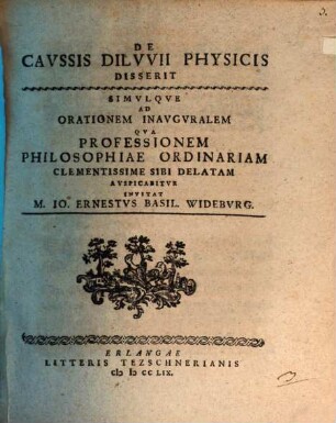 De Cavssis Dilvvii Physicis