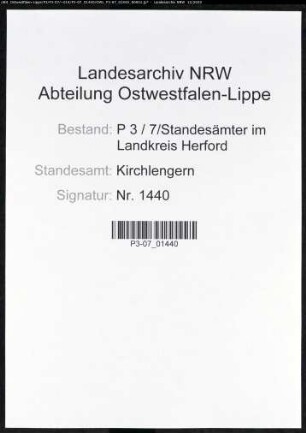 Sterberegister Standesamt Kirchlengern
