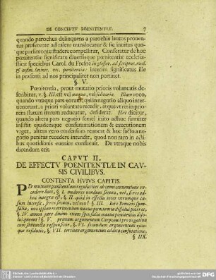Caput II. De Effectu Poenitentiae in Causis Civilibus