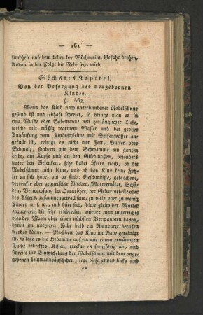 Sechstes Kapitel. Von der Versorgung des neugebornen Kindes.