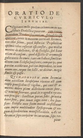 Oratio De Curriculo Ieremiae.