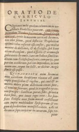 Oratio De Curriculo Ieremiae.